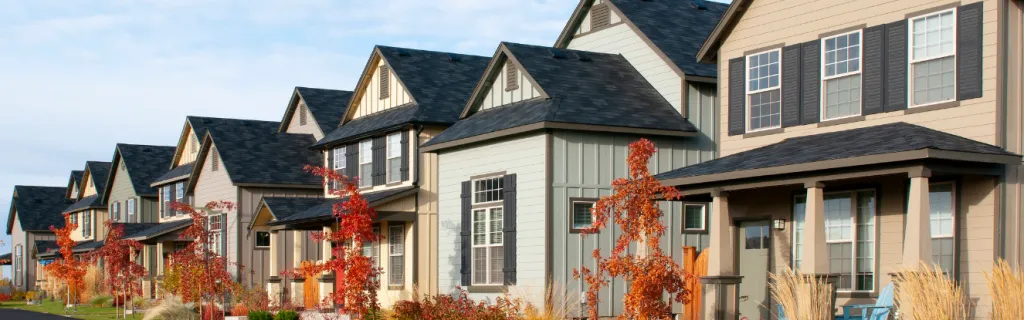 Street of new two-storey suburban homes