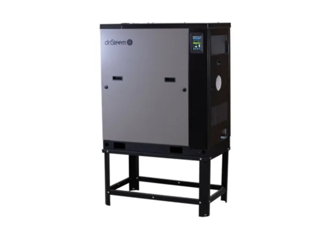 Freestanding industrial humidifier cabinet on a steel stand