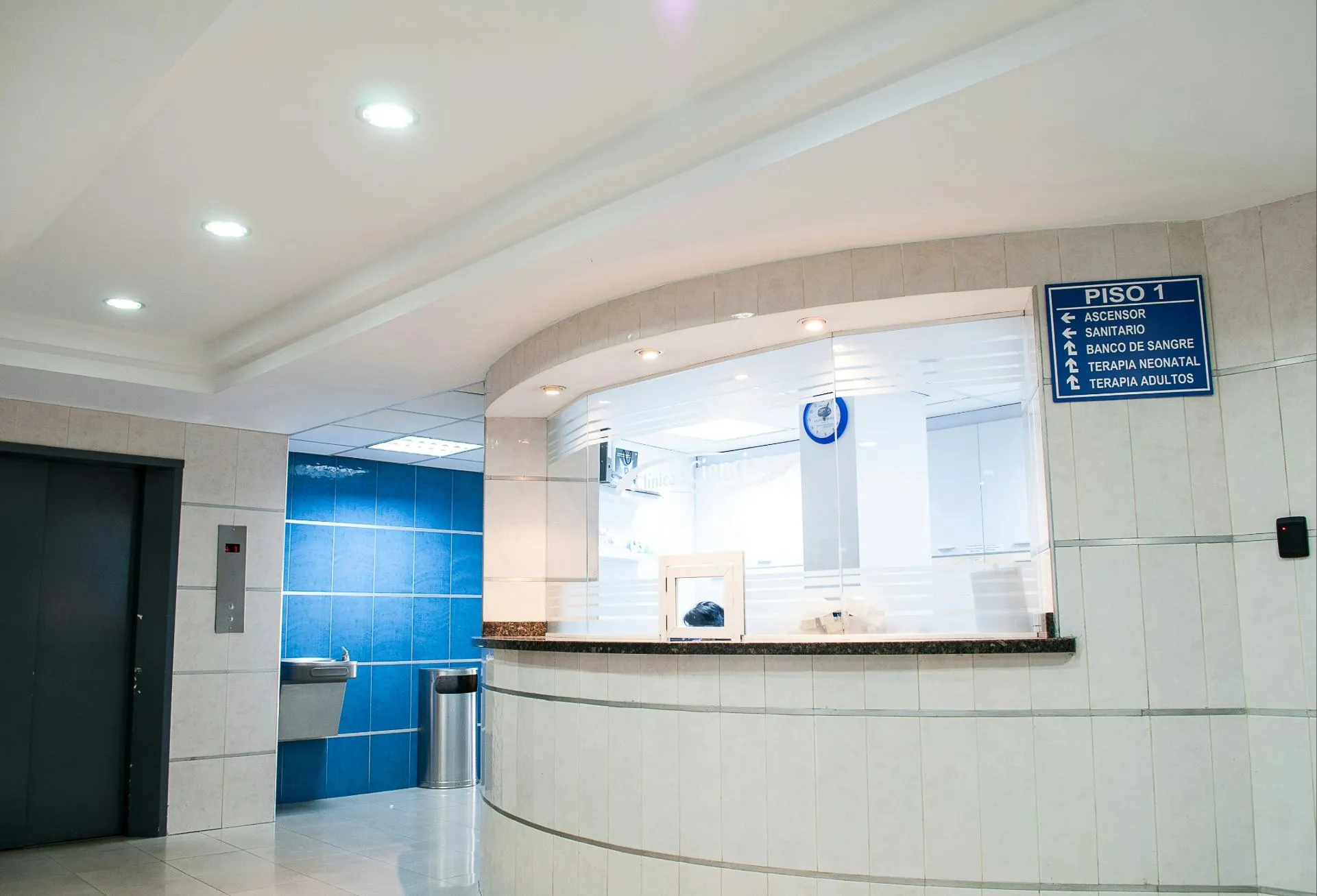 Hospital reception counter and waiting area